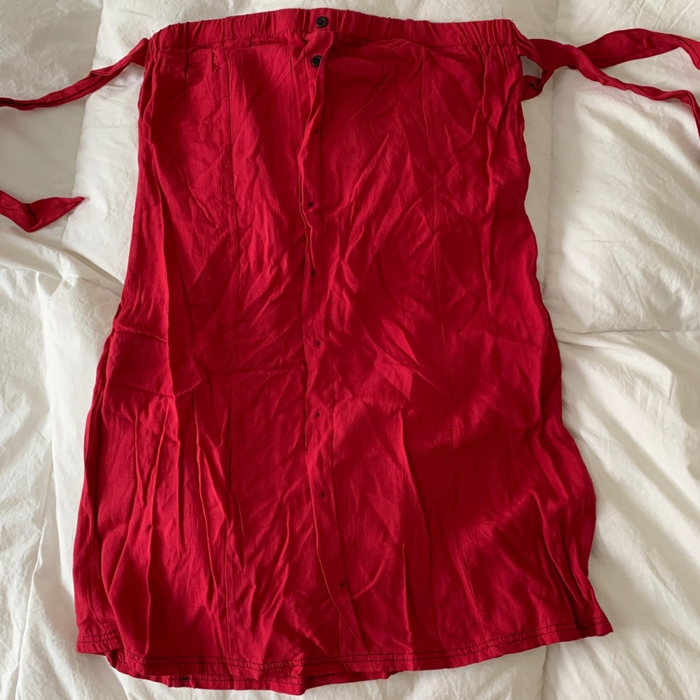 Red off shoulder dress